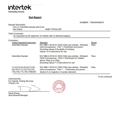 oukai stroller EN1888 certificate from Kunshan Longlide Import and Export Co., Ltd.