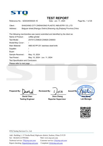 Product Inspection Report certificate of Shaoxing City Zhenxiong Plastic Industry Co., Ltd. – certificate photo, supplier certificates section