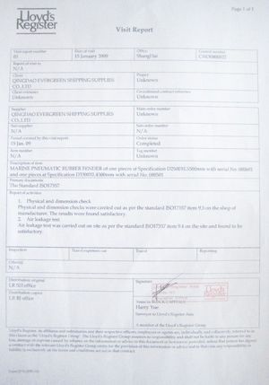 LR Certificate certificate from Qingdao Evergreen Maritime Co., Ltd.