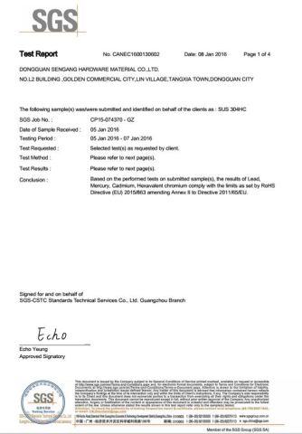SGS certificate from Dongguan Gooduse Hardware Parts Co., Ltd.