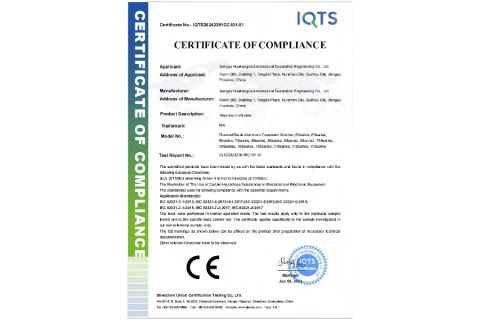 CE-Aluminum Window certificate from Shanghai Love Rain Window and Door Co.,Ltd.