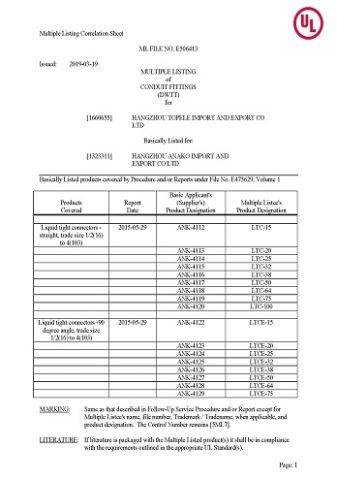 UL Certificate certificate from Hangzhou Topele Import And Export Co., Ltd.