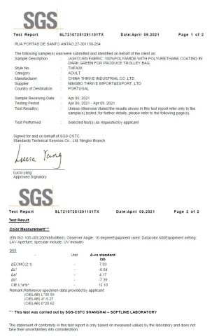 SGS certificate of Ningbo Thrive Imp & Exp Co., Ltd. – certificate photo, supplier certificates section