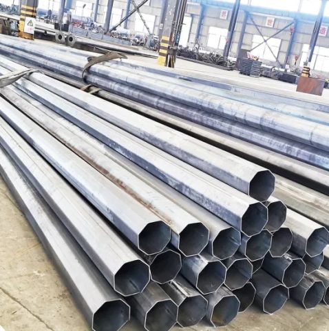 S355 A36 Galvanized Steel High Mast Light Pole with Flange Life 25 ...