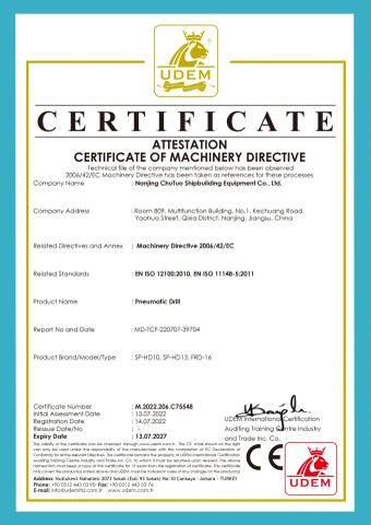 CE certificate from Nanjing Chutuo Shipbuilding Equipment Co., Ltd.