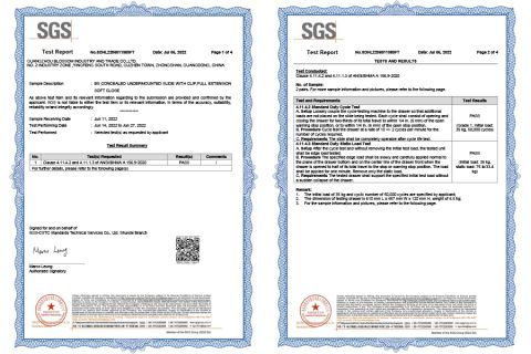 Undermount Slide SGS certificate from Guangdong Blossom Hardware Co., Ltd