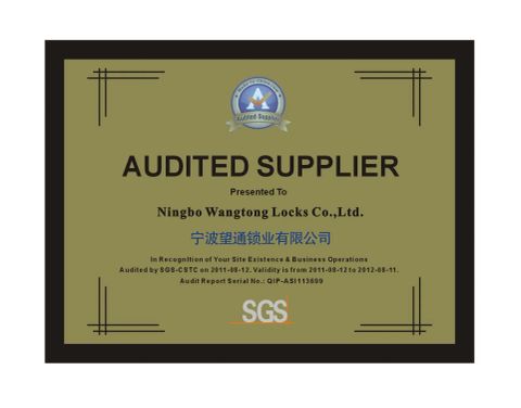 SGS certificate from Ningbo Wangtong Locks Co., Ltd.