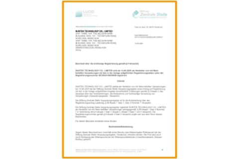 EPR certificate from Foshan Suntek Technology Co., Ltd.