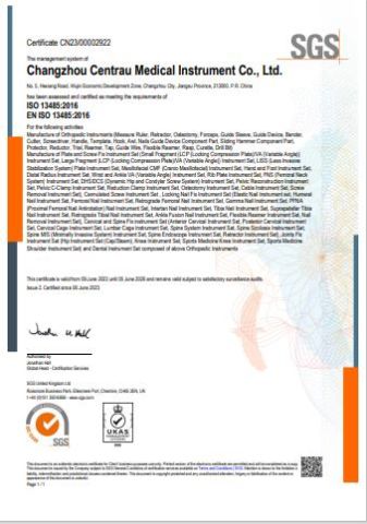 ISO certificate from CHANGZHOU XIETONG INDUSTRIES CO., LTD.