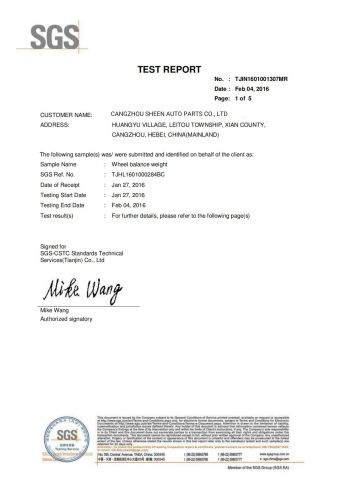 SGS certificate from XIANXIAN DEEP IMPORT AND EXPORT TRADING CO., LTD