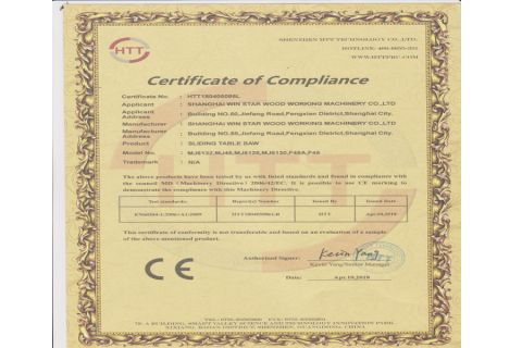 CE Certificate certificate from Shanghai Win Star Woodworking Machinery Co., Ltd.