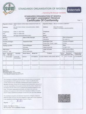 SON certificate from Hebei Meshtech Technology Co.,LTD