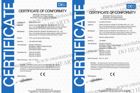 CE CERTIFICATE certificate from DONG GUAN DO HEARTS TECHNOLOGY CO.,LTD.