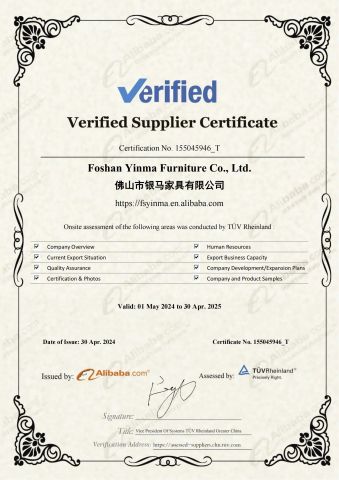 Gold supplier certificate from Foshan Yinma Furniture Co., Ltd.