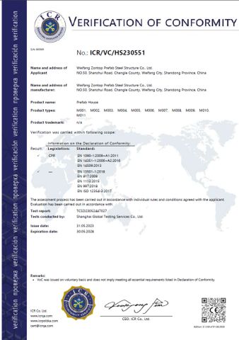 CE certificate from Shandong Honest Building Materials Technology Co., Ltd.