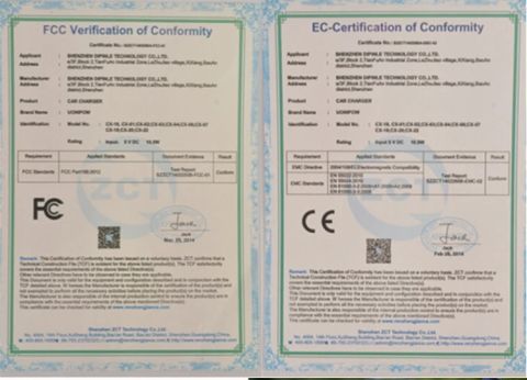 FCC Verification of Conformity certificate from Shenzhen Ainville Electronics Co.,Ltd.