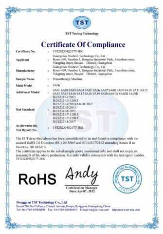 ROHS certificate from Guangzhou Newbelle Technology Co., Ltd.