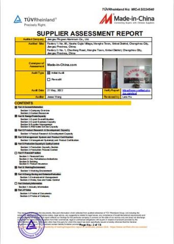 Certificate 2 certificate from JIANGSU PINGWEI MATERIAL TECHNOLOGY CO.,LTD