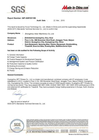 SGS certificate of Zhengzhou Inber Machinery Co., Ltd. – certificate photo, supplier certificates section