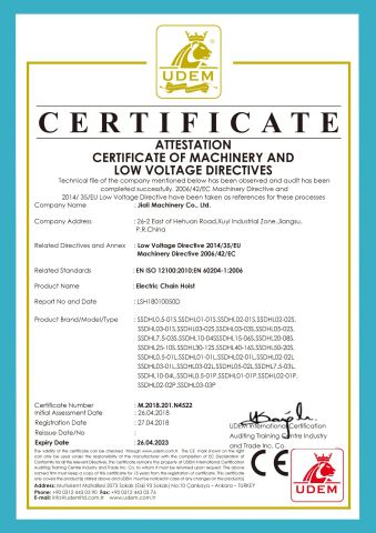 CE certificate of Nanjing Liftor Machinery Co., Ltd. – certificate photo, supplier certificates section