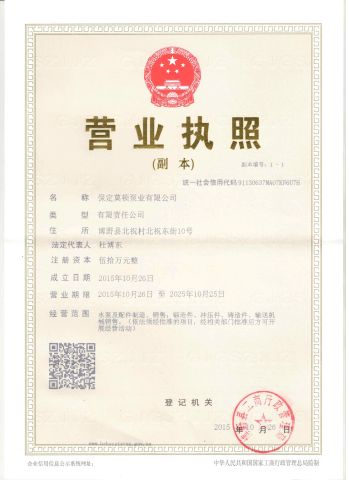 The business license certificate from Modo Pump Co., Ltd.