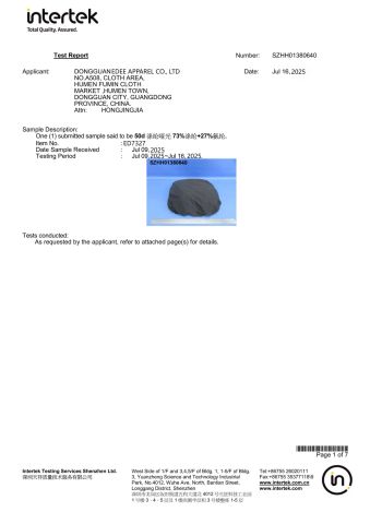 Inter tek certificate from Dongguan Edee Apparel Co., Ltd.
