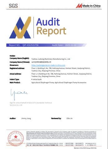 Certificates certificate from Taizhou Jusheng Machinery Manufacturing Co., Ltd.