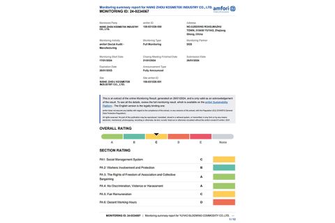 BSCI Report certificate of HANG ZHOU KOSMETEK INDUSTRY CO., LTD. – certificate photo, supplier certificates section