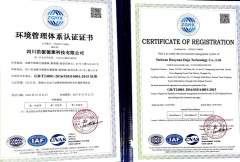 IS0 certificate from Sichuan Haoyuan Deju Technology Co., Ltd.