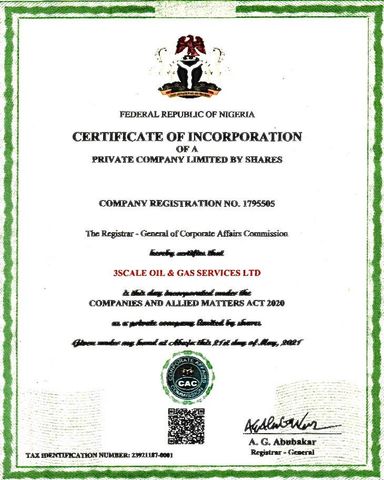 CORPORATE AFFAIRS COMMISSION certificate from 3scale Ltd