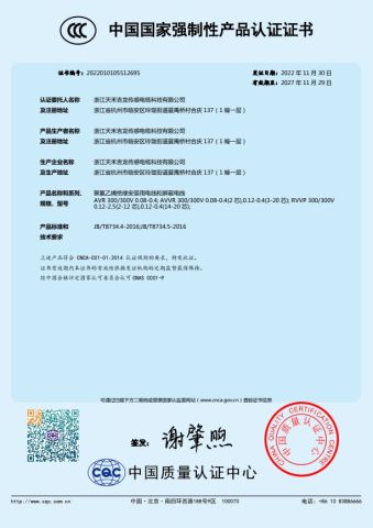 Certificate4 certificate from Hangzhou Jilong Sensing Special Cable Factory