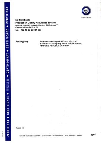 CE Certificate G2 Page2 certificate from Suzhou Acmed Import & Export Co., Ltd.