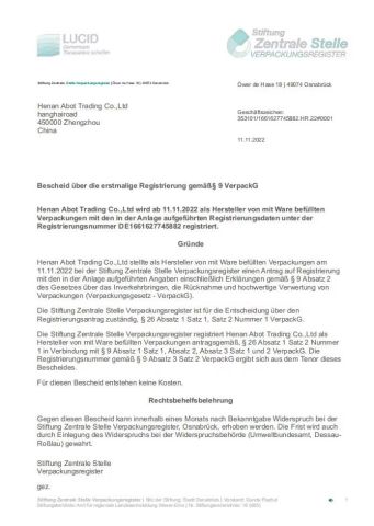 EPR_Germany_Packing certificate from Go Free Airconditioning System Co., Ltd.