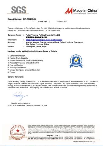 SGS certificate certificate from SHANTOU YUNXING TRADING CO.,LTD.