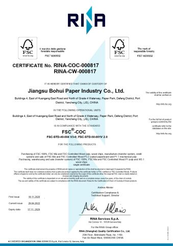 FSC certificate from Raymond Ningbo Industrial & Trading Co., Ltd.