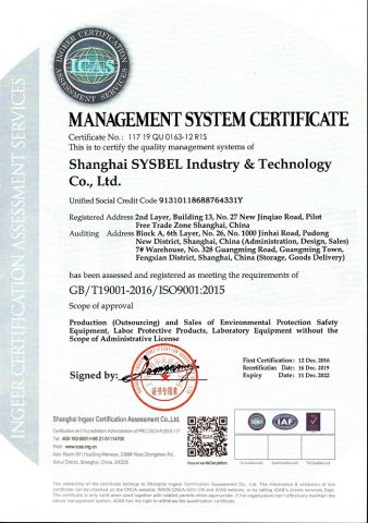 ISO9001 Certification certificate from SHANGHAI SYSBEL INDUSTRY & TECHNOLOGY CO., LTD.