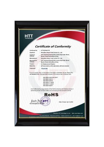 RoHS Certificate of Air Displacement Pipettor certificate from Shenzhen Keyto Fluid Technology Co., Ltd.