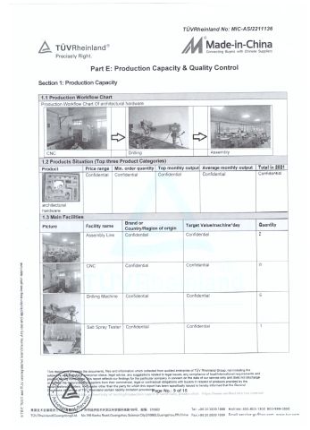 SUPPLIER ASSESSMENT REPORT certificate from TOPUNION HARDWARE AND PLASTIC CO., LIMITED