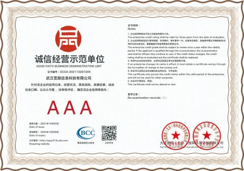 Good Faite Business Demonstration Unit certificate from Wuhan Kuanlu Information Technology Co., Ltd.