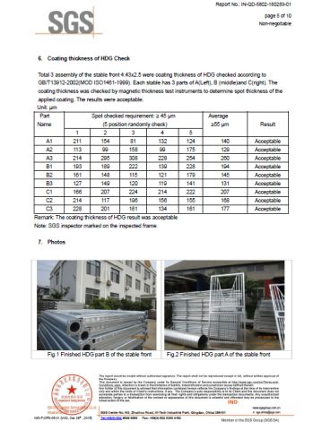 SGS for stable certificate from QINGDAO HOPE HORSE TRADE CO., LTD.