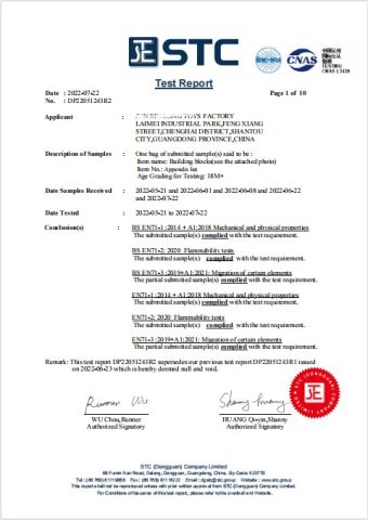 EN71 certificate from Shantou Xinbo Toys Co., Ltd.
