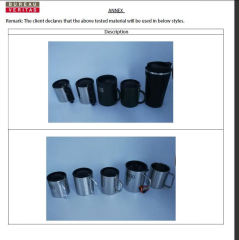 camping mug certificate of Yongkang Heecn Stainless Steel Co., Ltd. – certificate photo, supplier certificates section