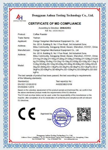CE certificate from Dongyi Yangshan Mechanical Equipment Co., Ltd.
