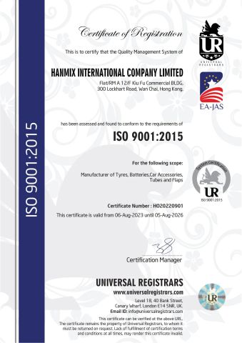 ISO9001 certificate of HANMIX INTERNATIONAL CO., LTD. – certificate photo, supplier certificates section