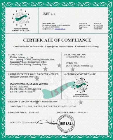 CE Certificate certificate from Weifang Yourchance Machinery Co., Ltd.