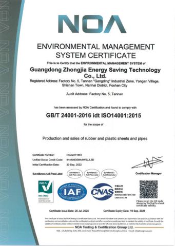 ISO19001 certificate from Guangdong Zhongjia Energy Saving Technology Co., Ltd
