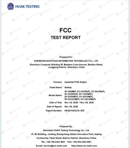 FCC test report certificate from Shenzhen Shuotian Information Technology Co., Ltd.