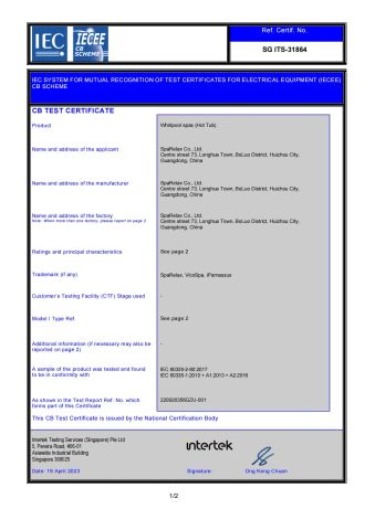 CB for Asia certificate from Sparelax Co., Ltd.