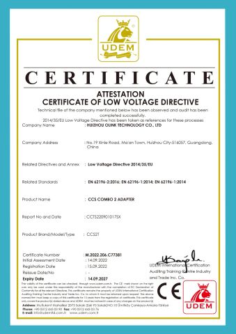 CE(CCS2) certificate from Huizhou Olink Technology Co., Ltd.