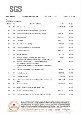 SGS Test Report 13 certificate from Eiffel Medical Supplies Co., Ltd.